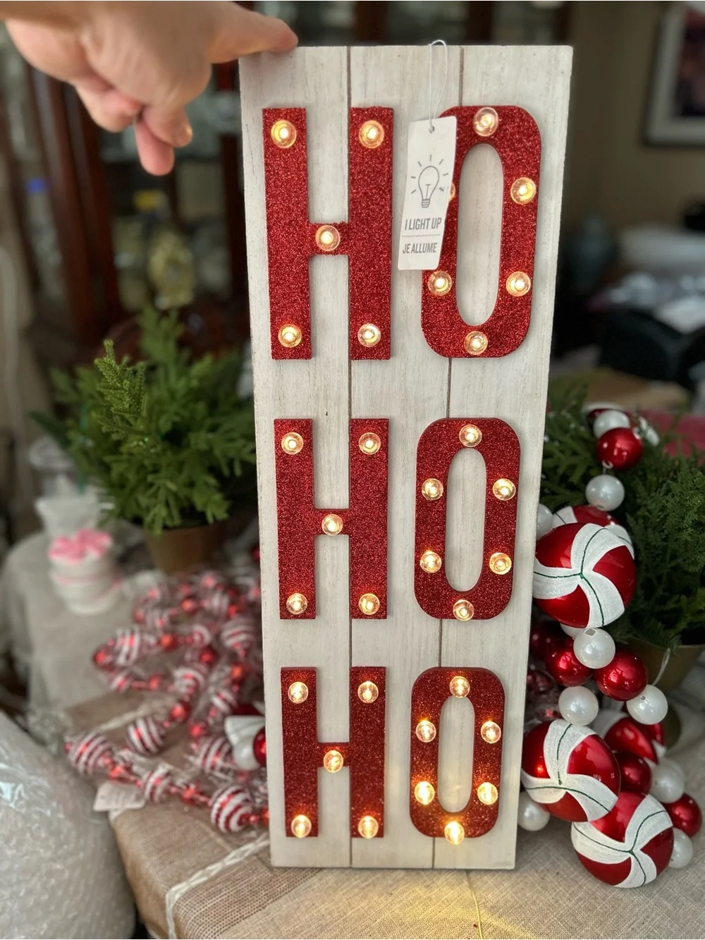 Festive 'HO HO HO' Lighted Holiday Sign - NEW